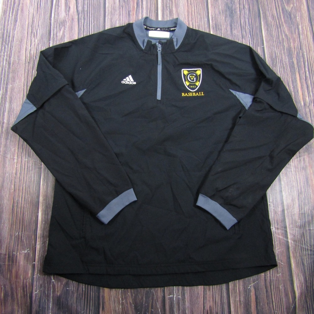 Adidas Baseball Pullover Mens Large Black Grey Gustavus Adolphus 1/4 Zip 6784A